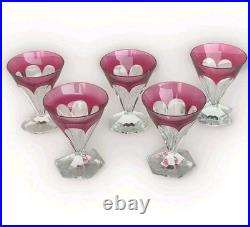 5 Verres En Cristal Taillé Val Saint Lambert Modele Anmaur Art Deco