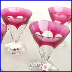 5 Verres En Cristal Taillé Val Saint Lambert Modele Anmaur Art Deco