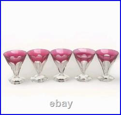 5 Verres En Cristal Taillé Val Saint Lambert Modele Anmaur Art Deco