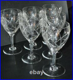 6 VERRES A EAU CRISTAL BACCARAT ASSOUAN avant 1930 feuilles stylisées ART DECO