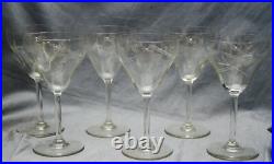 6 Verres À Vin Art Déco, Soufflés, Taillés, 14,4 Cm