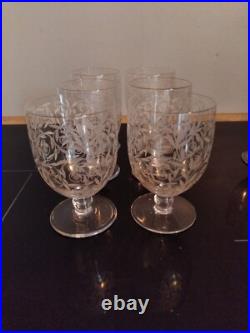 6 Verres En Cristal Grave Art Deco Baccarat Modele Juan Les Pins
