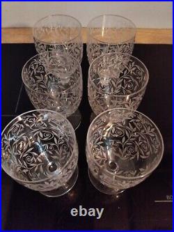 6 Verres En Cristal Grave Art Deco Baccarat Modele Juan Les Pins