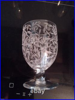 6 Verres En Cristal Grave Art Deco Baccarat Modele Juan Les Pins