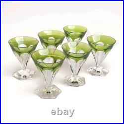 6 Verres En Cristal Taillé Val Saint Lambert Modele Anmaur Art Deco
