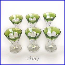 6 Verres En Cristal Taillé Val Saint Lambert Modele Anmaur Art Deco