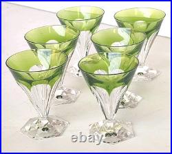 6 Verres En Cristal Taillé Val Saint Lambert Modele Anmaur Art Deco