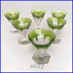 6 Verres En Cristal Taillé Val Saint Lambert Modele Anmaur Art Deco