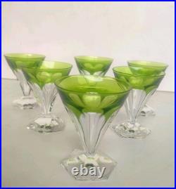 6 Verres En Cristal Taillé Val Saint Lambert Modele Anmaur Art Deco