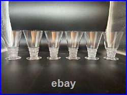 6 verres cristal LALIQUE modèle BOURGUEIL art déco hauteur 11,2 cm