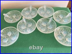 8 Coupelles A dessert En Verre Opalescent Art Déco