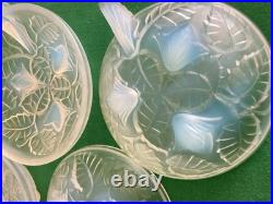8 Coupelles A dessert En Verre Opalescent Art Déco