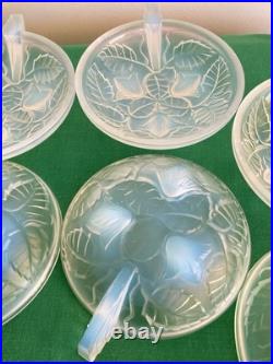 8 Coupelles A dessert En Verre Opalescent Art Déco