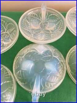 8 Coupelles A dessert En Verre Opalescent Art Déco