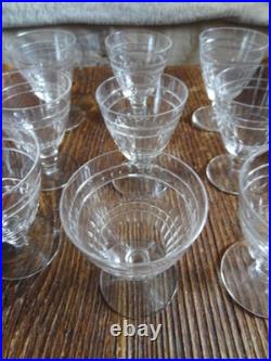 9 Verres à Vin Cuit En Cristal De St Louis Taillé époque Art Déco