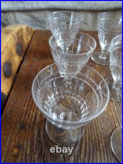 9 Verres à Vin Cuit En Cristal De St Louis Taillé époque Art Déco