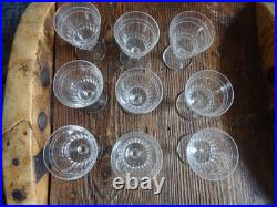 9 Verres à Vin Cuit En Cristal De St Louis Taillé époque Art Déco