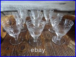 9 Verres à Vin Cuit En Cristal De St Louis Taillé époque Art Déco