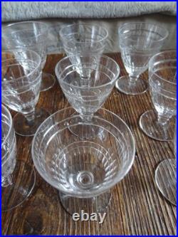 9 Verres à Vin Cuit En Cristal De St Louis Taillé époque Art Déco