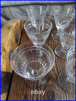9 Verres à Vin Cuit En Cristal De St Louis Taillé époque Art Déco