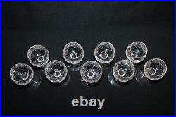 9 verres à apéritif Art déco en cristal taillé gravé Hauteur 11.3 cm