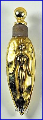 ANCIEN FLACON TESTEUR de PARFUM en VERRE ÉGLOMISÉ DÉCOR FEMME NUE ART DÉCO 1925