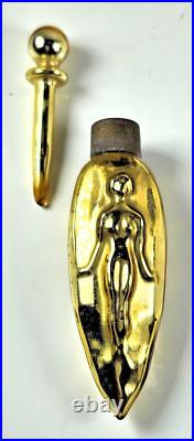 ANCIEN FLACON TESTEUR de PARFUM en VERRE ÉGLOMISÉ DÉCOR FEMME NUE ART DÉCO 1925