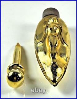ANCIEN FLACON TESTEUR de PARFUM en VERRE ÉGLOMISÉ DÉCOR FEMME NUE ART DÉCO 1925