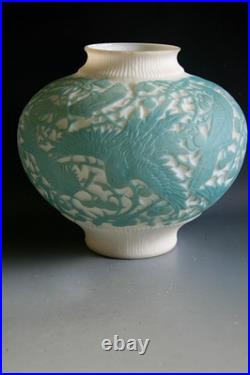 ANCIEN VASE/SOCLE DE LAMPE ART DECO EN VERRE CONSOLIDÉ, vers 1930