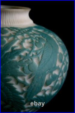 ANCIEN VASE/SOCLE DE LAMPE ART DECO EN VERRE CONSOLIDÉ, vers 1930