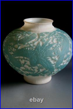 ANCIEN VASE/SOCLE DE LAMPE ART DECO EN VERRE CONSOLIDÉ, vers 1930