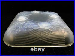 ANCIENNE GRANDE COUPE VERRE OPALESCENT FLEUR RELIEF ART DÉCO signée JULIEN