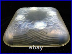 ANCIENNE GRANDE COUPE VERRE OPALESCENT FLEUR RELIEF ART DÉCO signée JULIEN