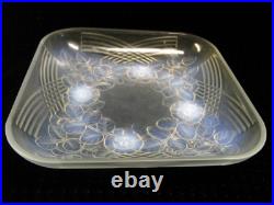 ANCIENNE GRANDE COUPE VERRE OPALESCENT FLEUR RELIEF ART DÉCO signée JULIEN