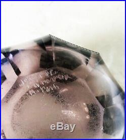 ART DECO GLASS vase verre violet decor argent signe circa 1930