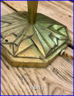 ART DECO lampe Pied bronze Globe Pâte De Verre H38cm