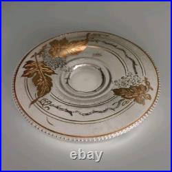 Adat Coupe en Verre Art Deco Réhaussé d'Or Et d'Argent Décor Grappe De Raisins