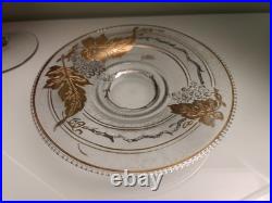 Adat Coupe en Verre Art Deco Réhaussé d'Or Et d'Argent Décor Grappe De Raisins