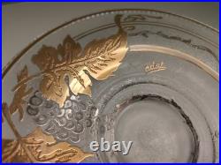 Adat Coupe en Verre Art Deco Réhaussé d'Or Et d'Argent Décor Grappe De Raisins