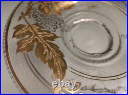 Adat Coupe en Verre Art Deco Réhaussé d'Or Et d'Argent Décor Grappe De Raisins