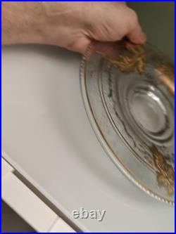 Adat Coupe en Verre Art Deco Réhaussé d'Or Et d'Argent Décor Grappe De Raisins