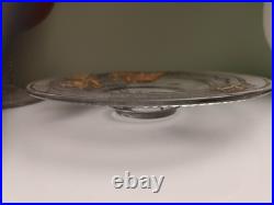 Adat Coupe en Verre Art Deco Réhaussé d'Or Et d'Argent Décor Grappe De Raisins