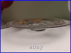 Adat Coupe en Verre Art Deco Réhaussé d'Or Et d'Argent Décor Grappe De Raisins