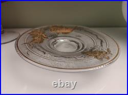 Adat Coupe en Verre Art Deco Réhaussé d'Or Et d'Argent Décor Grappe De Raisins