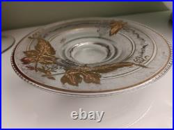 Adat Coupe en Verre Art Deco Réhaussé d'Or Et d'Argent Décor Grappe De Raisins