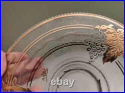 Adat Coupe en Verre Art Deco Réhaussé d'Or Et d'Argent Décor Grappe De Raisins