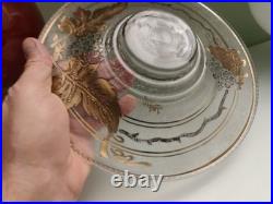 Adat Coupe en Verre Art Deco Réhaussé d'Or Et d'Argent Décor Grappe De Raisins