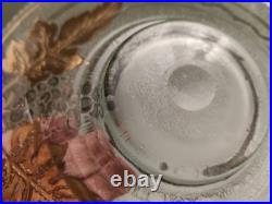 Adat Coupe en Verre Art Deco Réhaussé d'Or Et d'Argent Décor Grappe De Raisins