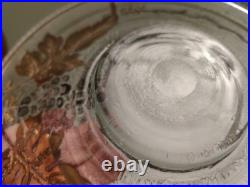 Adat Coupe en Verre Art Deco Réhaussé d'Or Et d'Argent Décor Grappe De Raisins