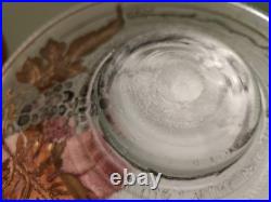 Adat Coupe en Verre Art Deco Réhaussé d'Or Et d'Argent Décor Grappe De Raisins